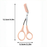 Pink Eyebrow Trimming Scissors with Comb